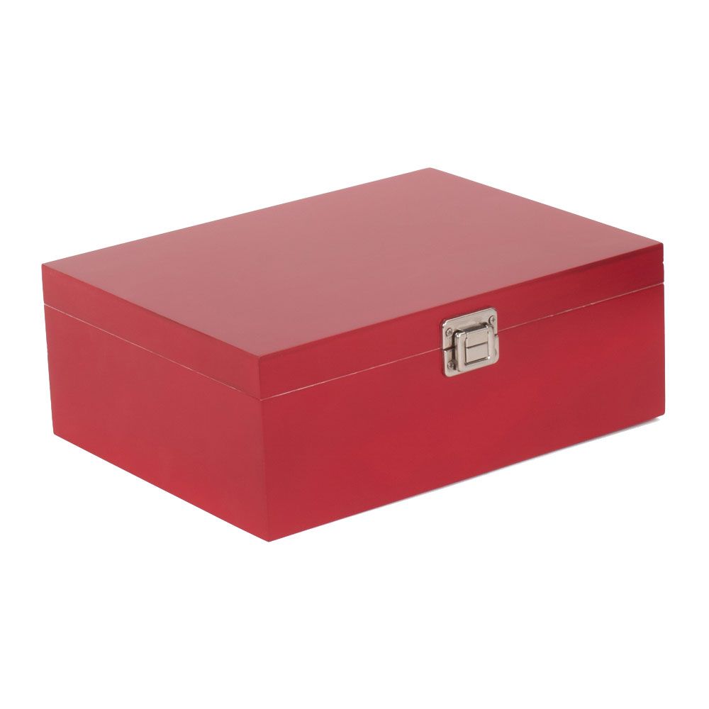Pack of 5 Red Painted Wooden Boxes | Large