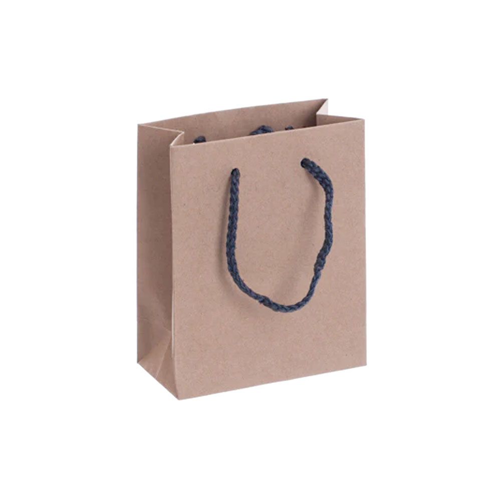Pack of 25 Portrait Kraft Brown Paper Gift Bags With Grey Rope Handles