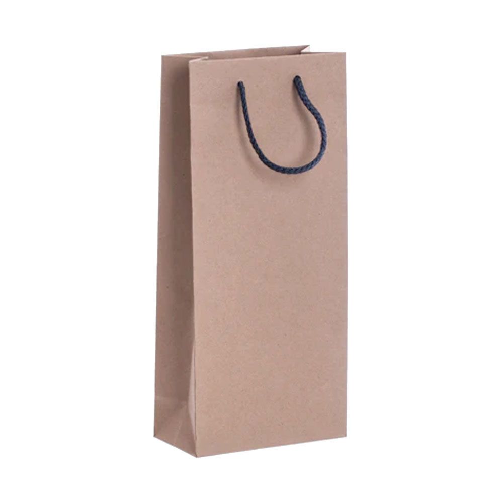 Pack of 25 Kraft Paper Wine Bags With Grey Rope Handles