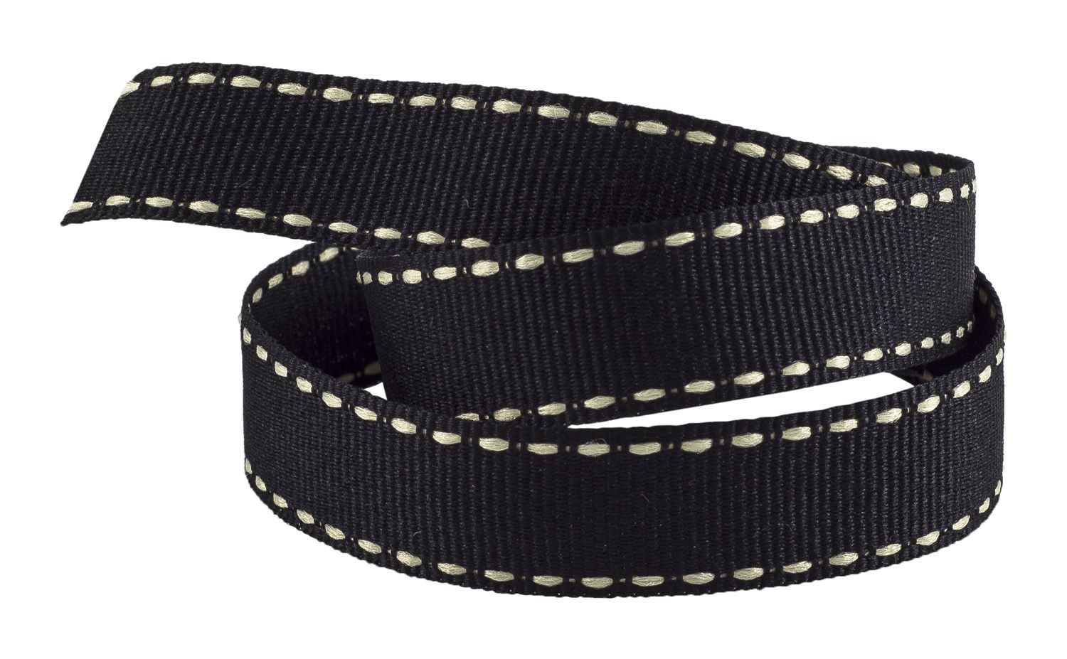 Black Grosgrain Ribbon With Cream Stitching 15 metres x 16mm