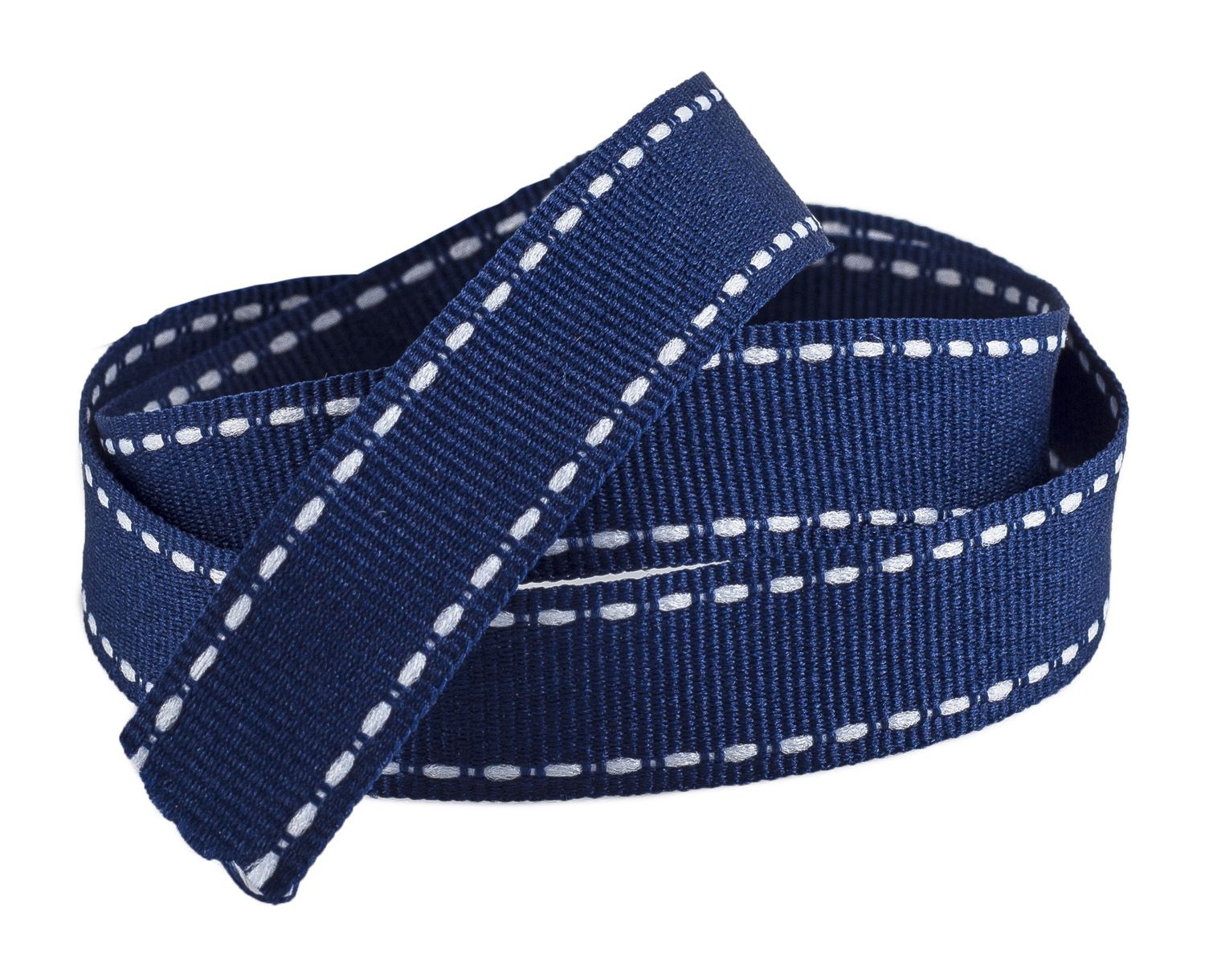 Navy Grosgrain Ribbon With White Stitching 15 metres x 16mm