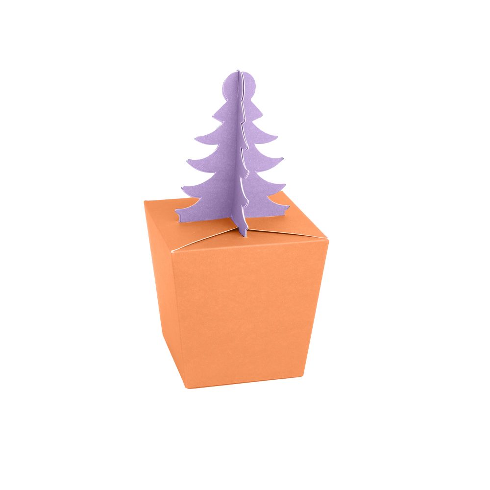 Apricot Crush Orange and Lilac Flat-Pack Christmas Tree Gift Box