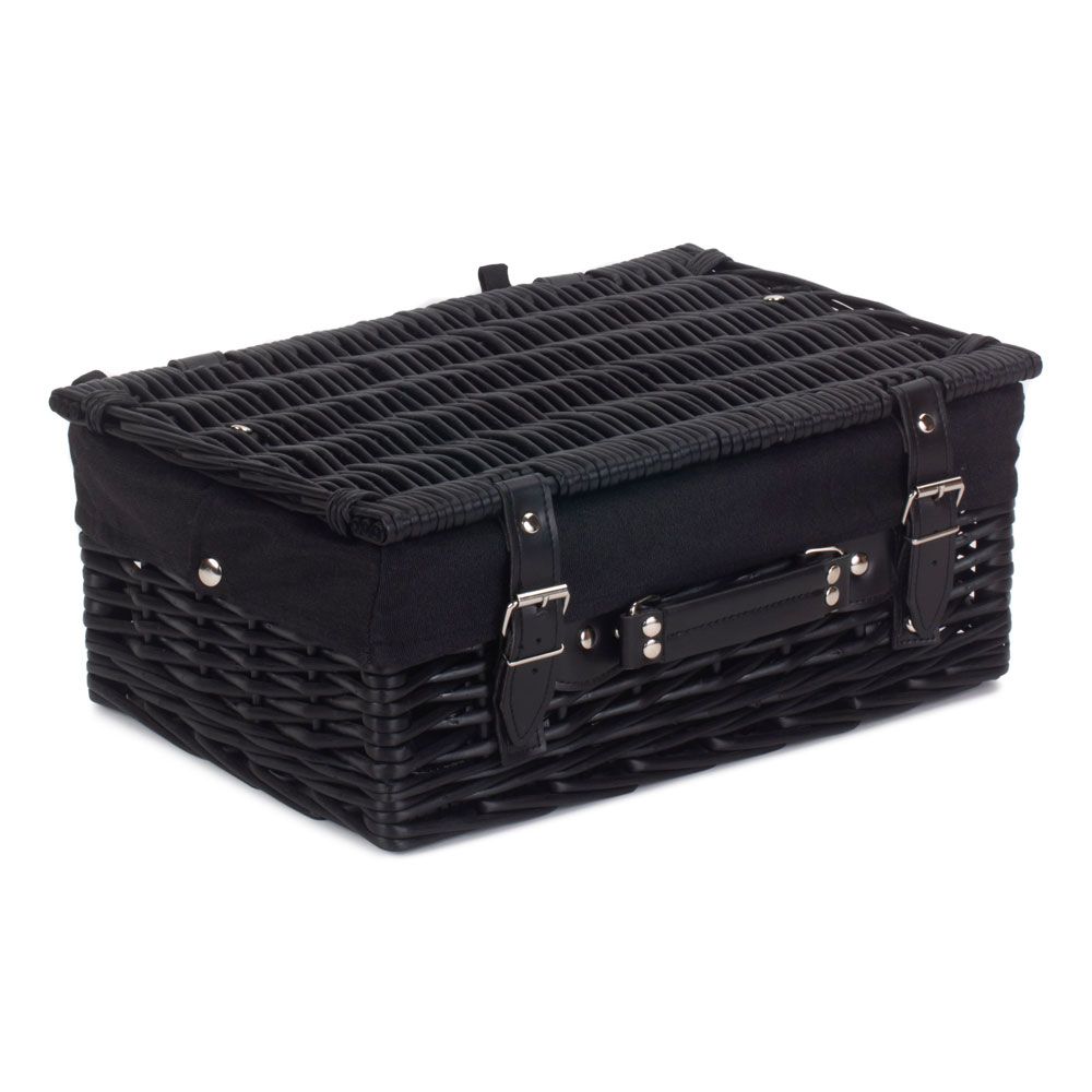 Pack of 5 Black Wicker Hampers with Black Lining | Small