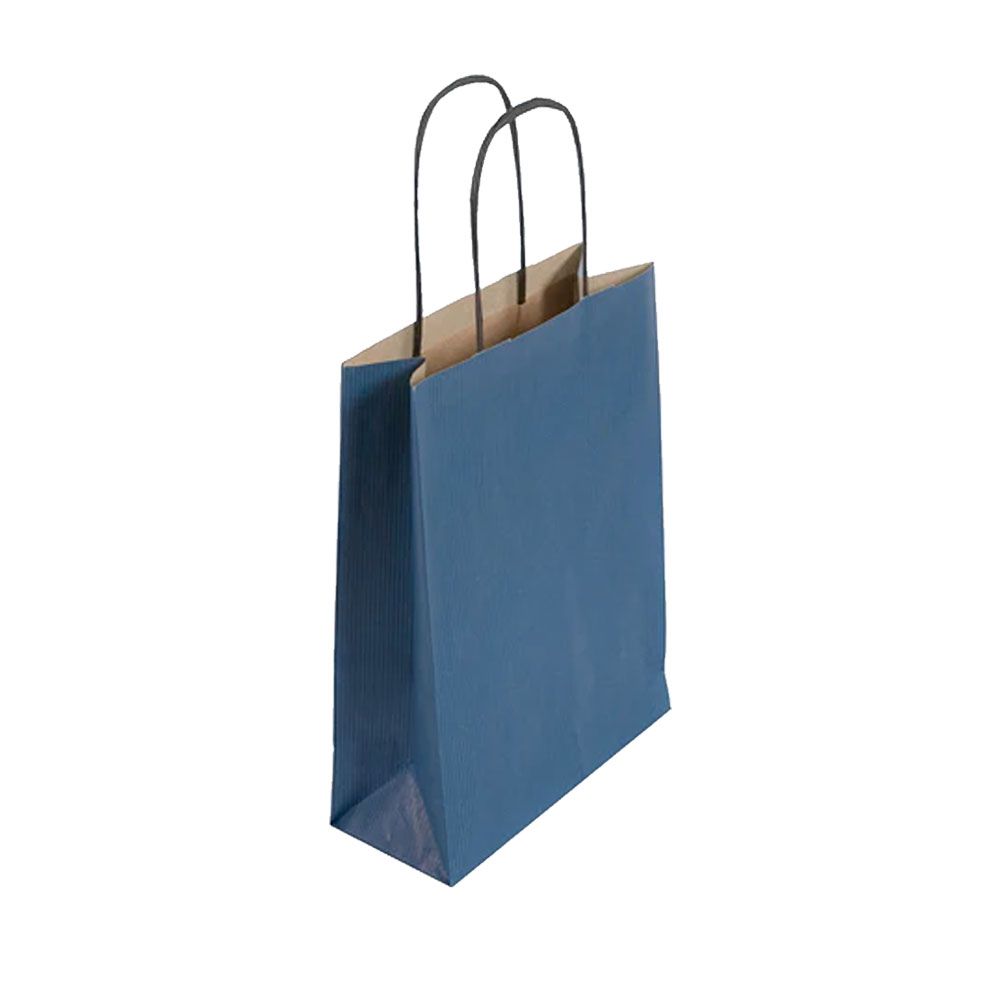 Pack of 25 Medium Blue Paper Gift Bags With Paper Twisted Handles