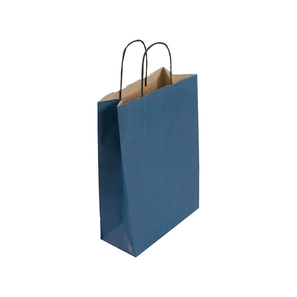 Pack of 25 Small Blue Paper Gift Bags With Paper Twisted Handles