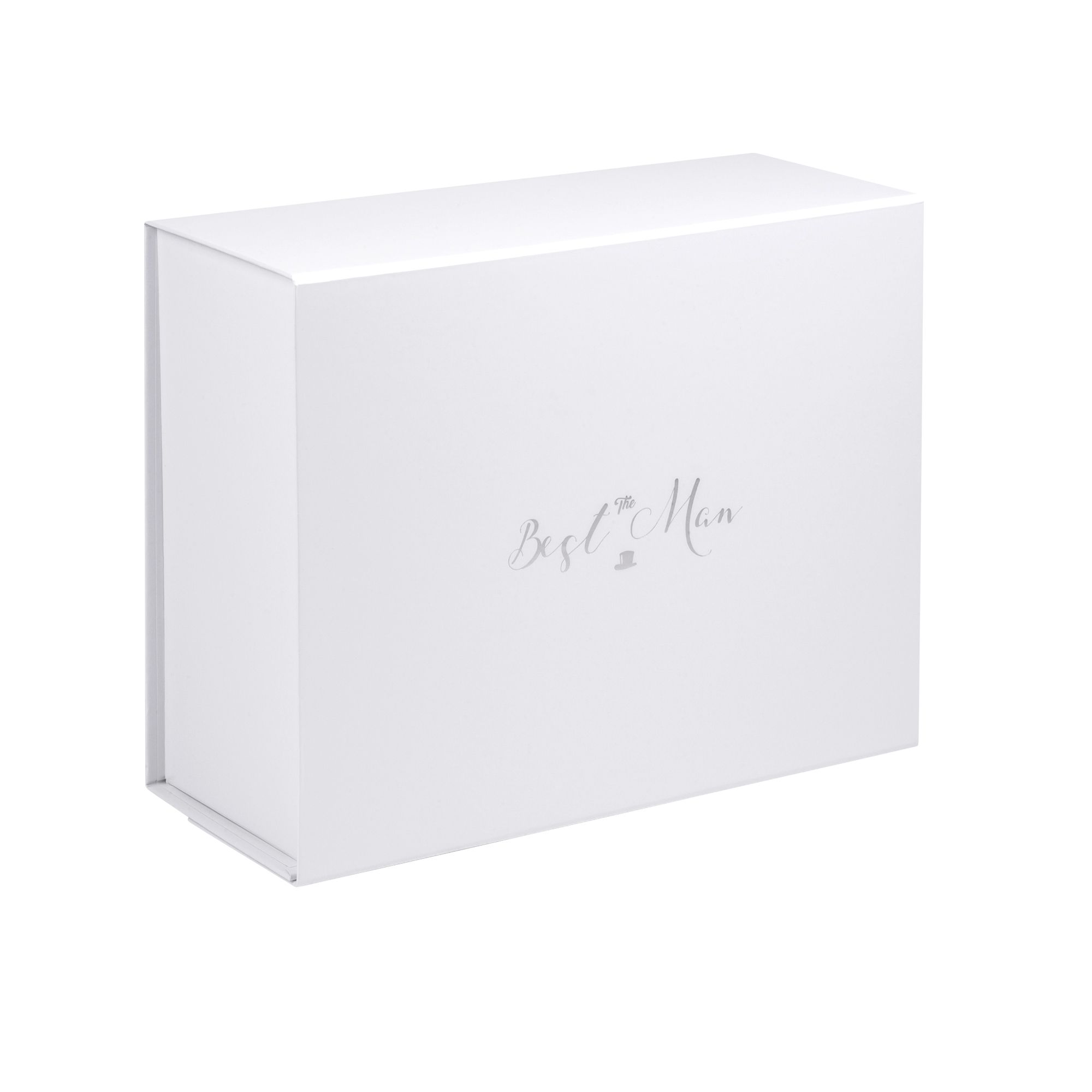 Deep White Best Man Box in Matt Silver Foil | Bridal Party Collection