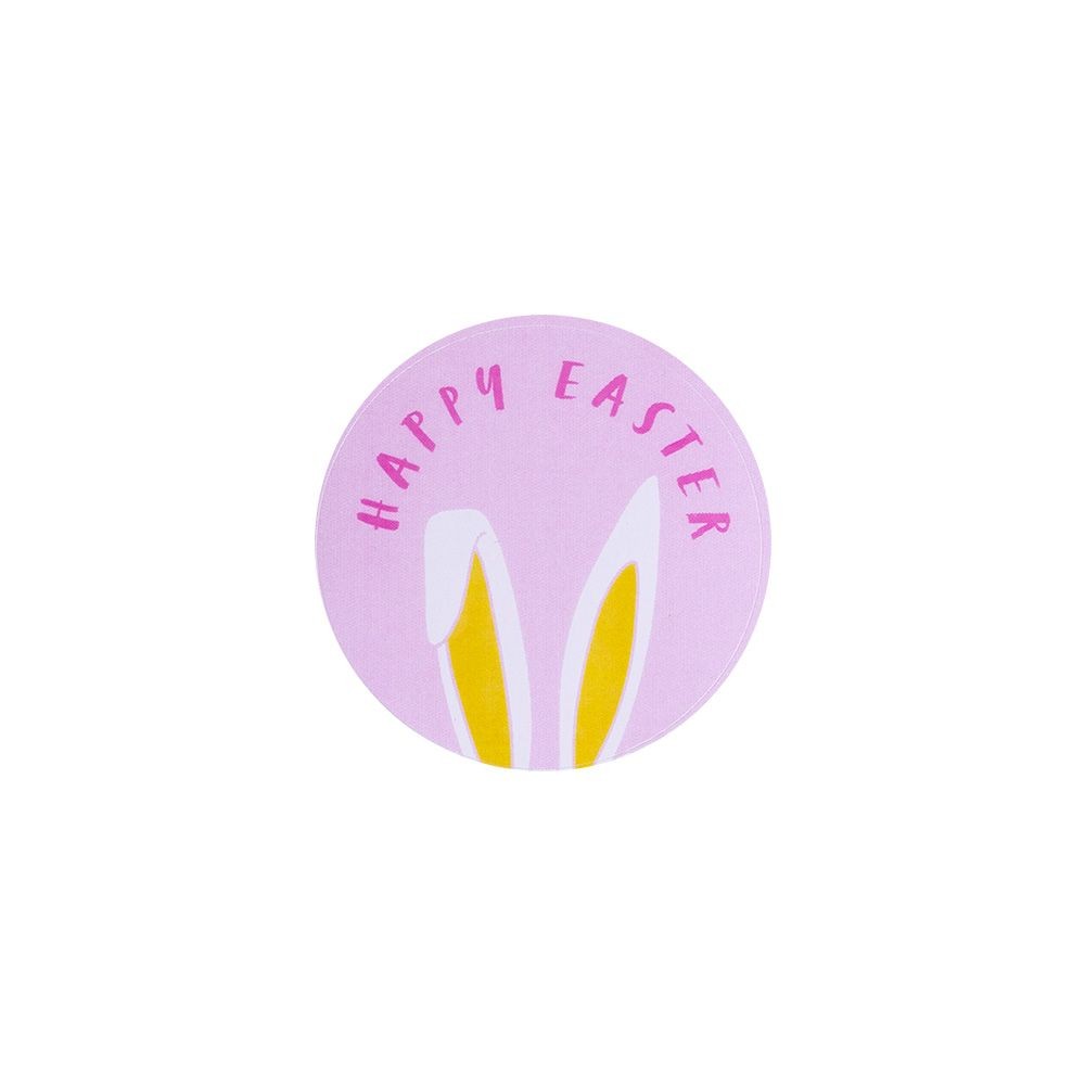 &#039;Happy Easter&#039; Bunny Ears Pink Stickers 44mm - Pack of 10