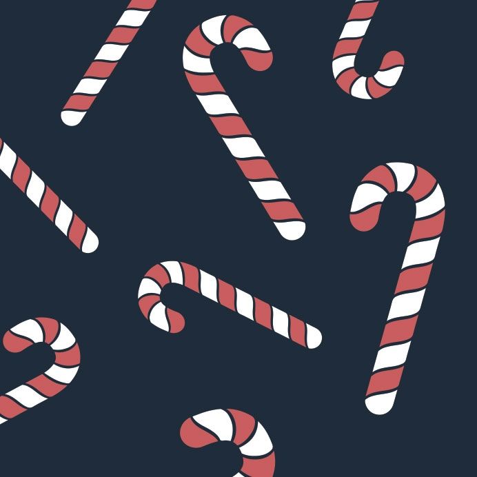 Candy Canes Square Navy Labels 59mm - Roll of 250