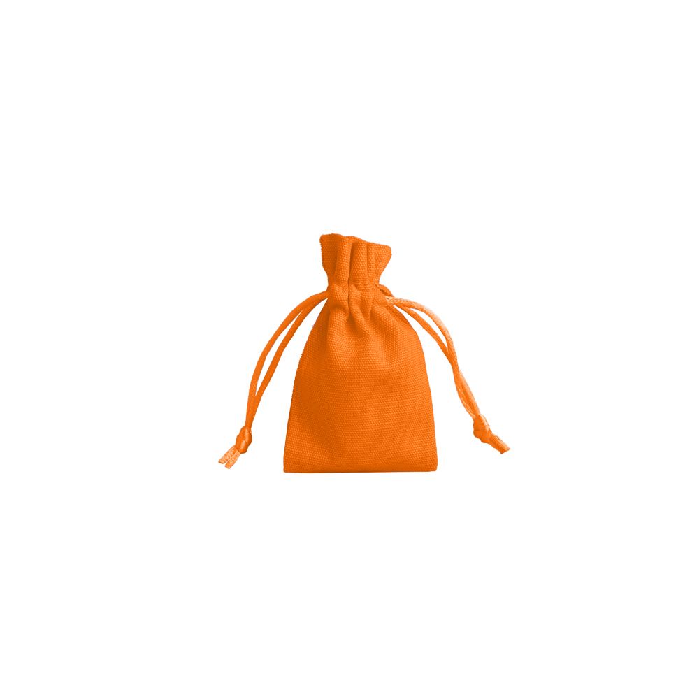 Small Apricot Crush Orange Cotton Bag With Silk Drawstring