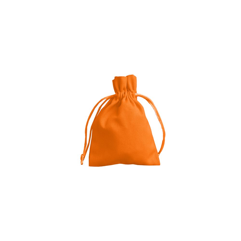 Medium Apricot Crush Orange Cotton Bag With Silk Drawstring