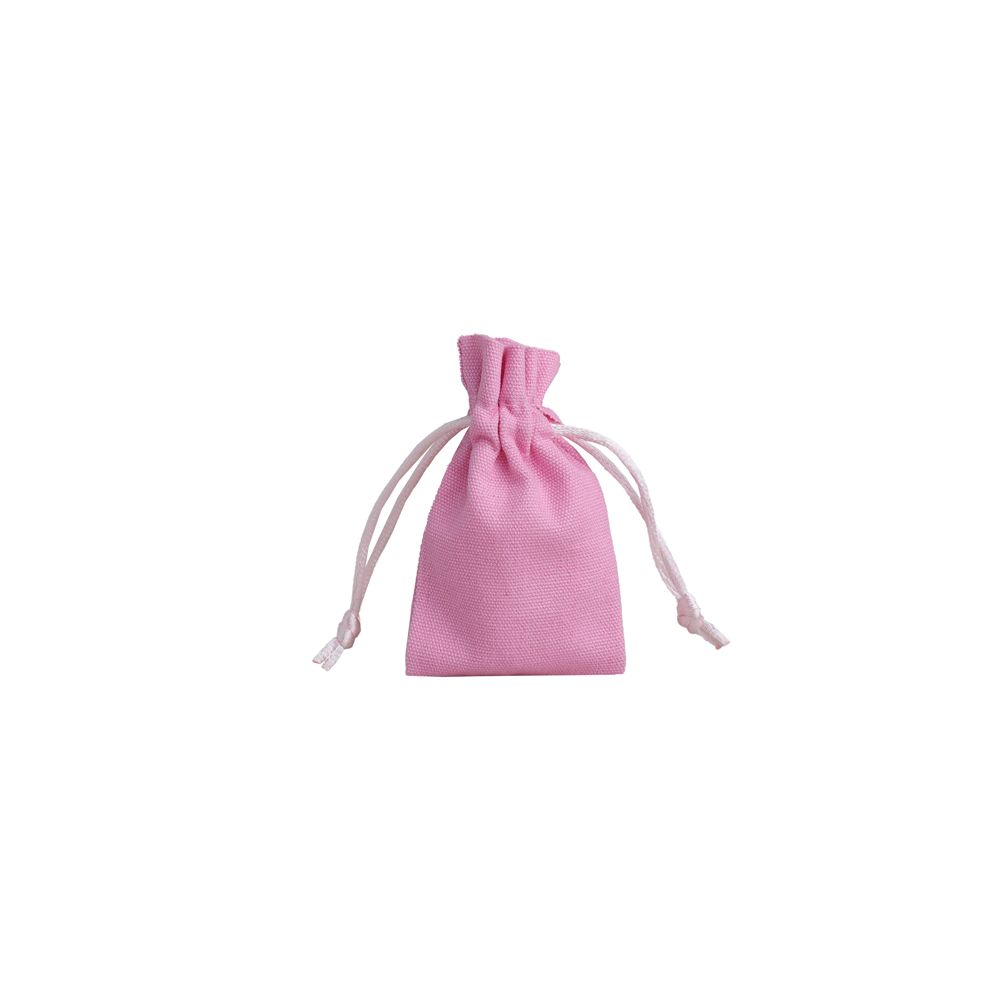 Small Fondant Pink Cotton Bag With Silk Drawstring