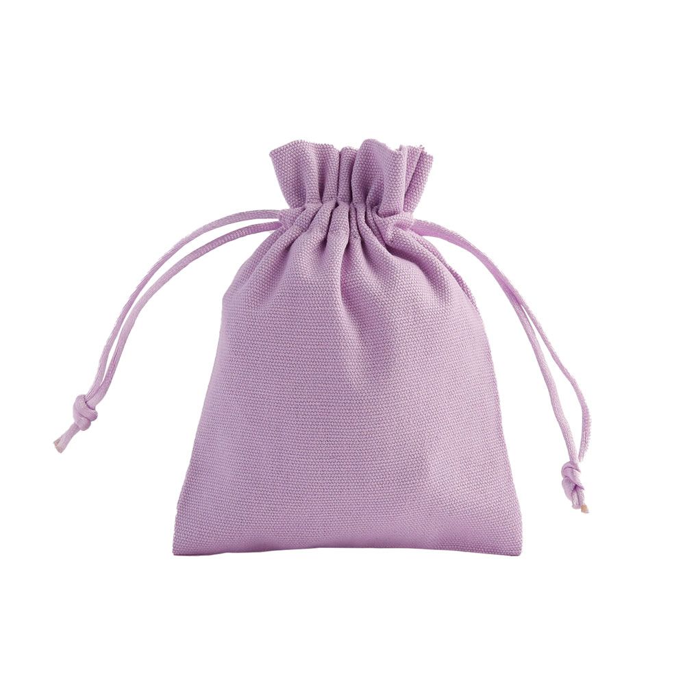 Medium Lilac Cotton Bag With Silk Drawstring