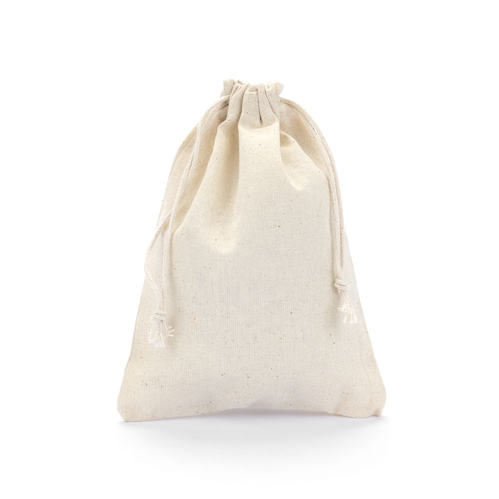 Large Natural Cotton Fabric Pouch With Cord Drawstring - Pack of 12