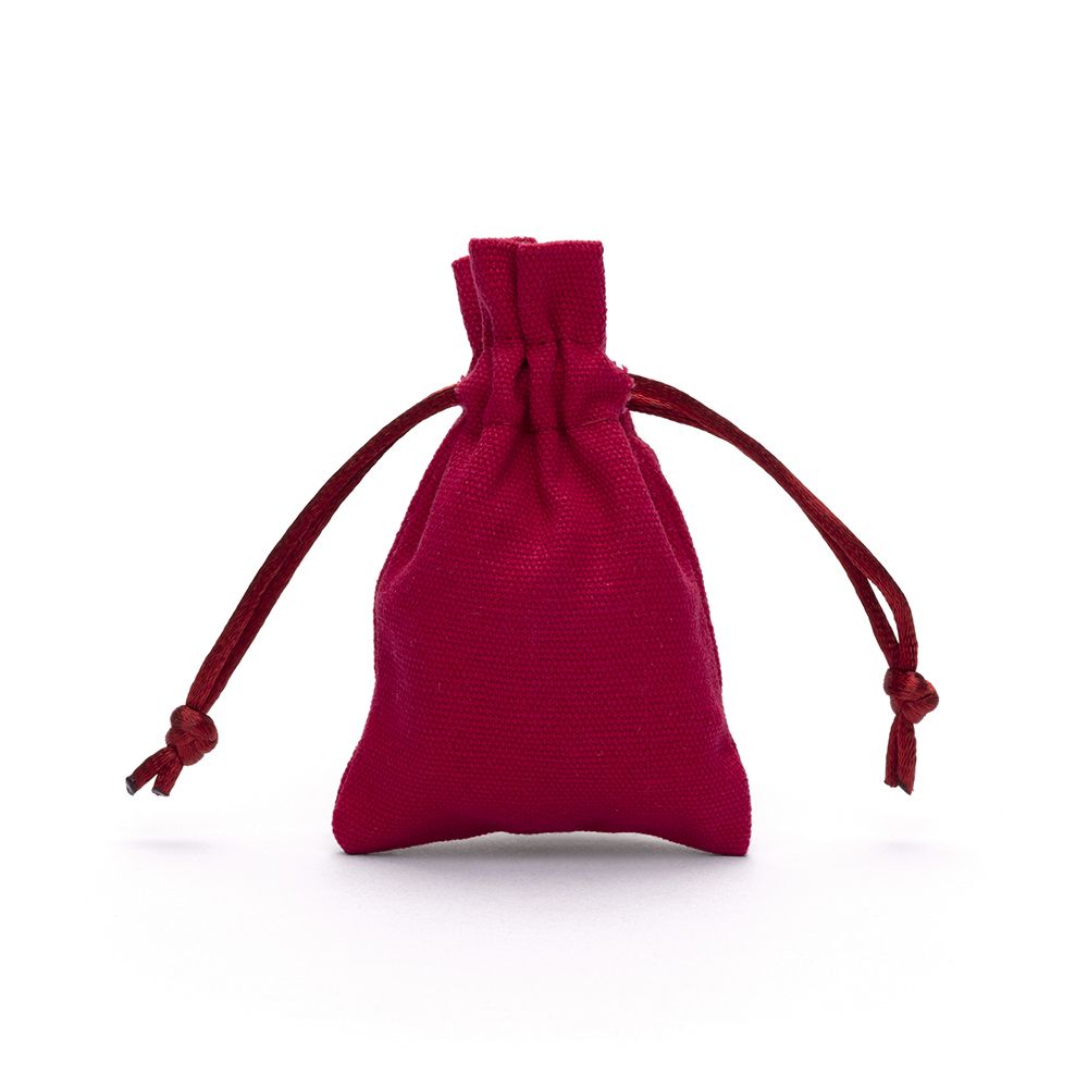 Small Red Cotton Bag With Silk Drawstring