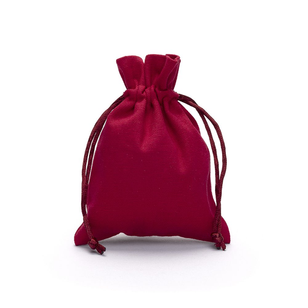 Medium Red Cotton Bag With Silk Drawstring