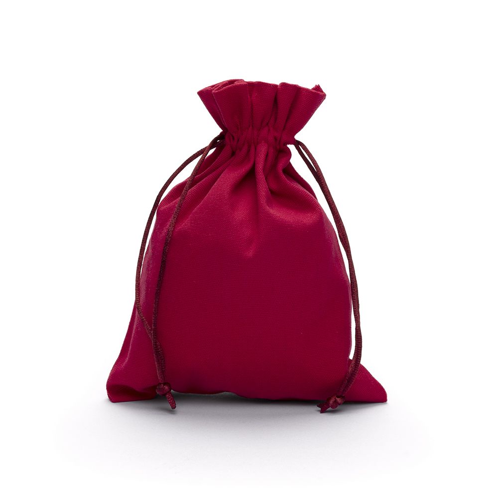 Large Red Cotton Bag With Silk Drawstring