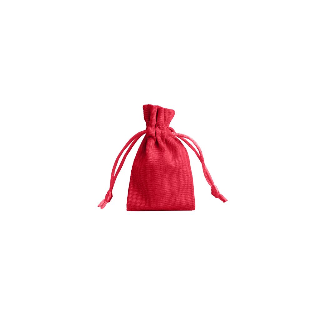Small Radiant Red Cotton Bag With Silk Drawstring