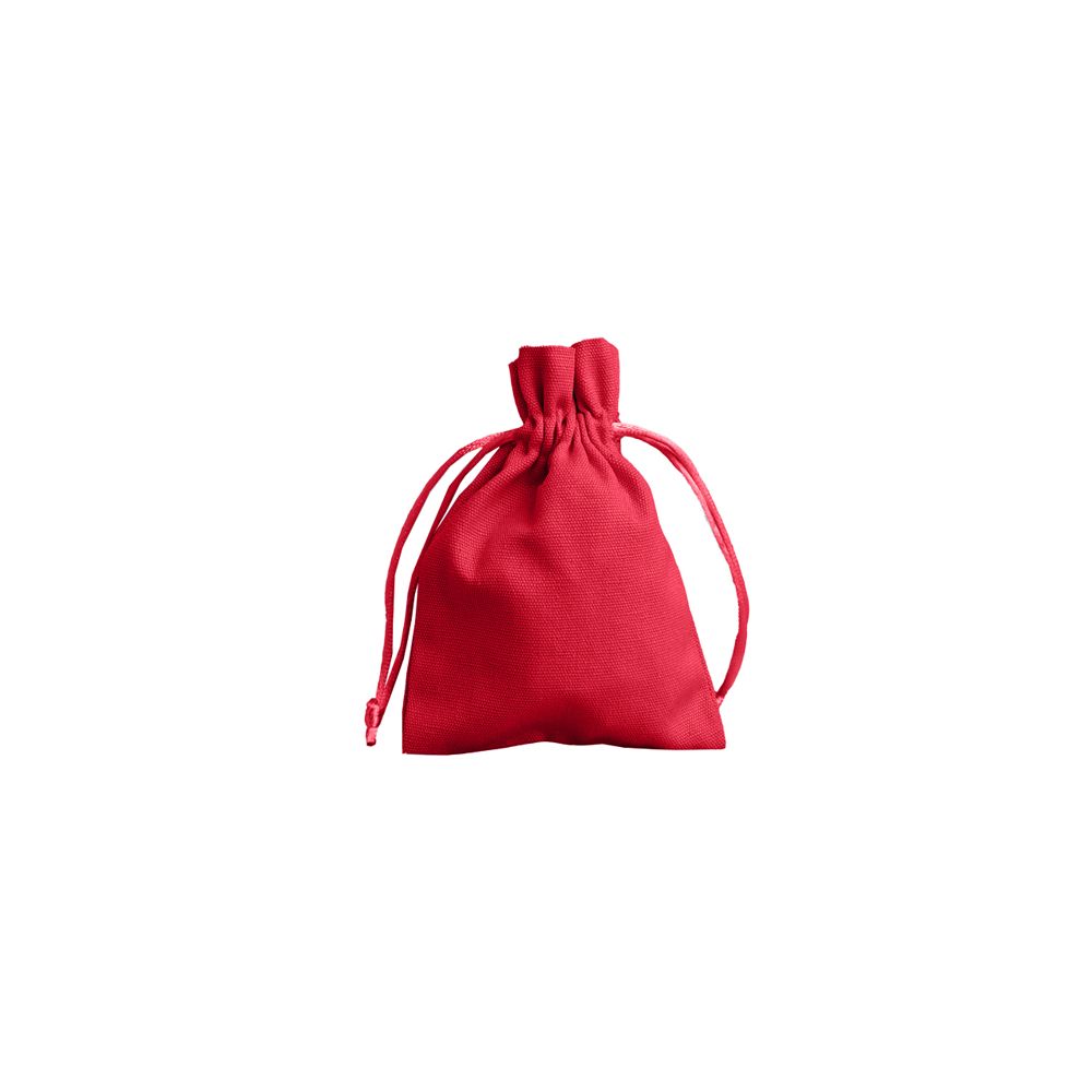 Medium Radiant Red Cotton Bag With Silk Drawstring