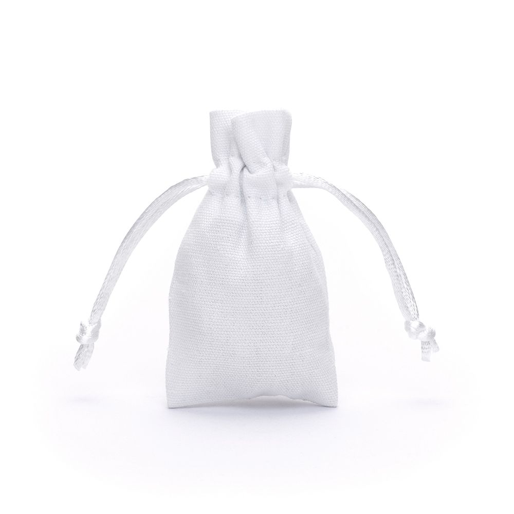 Small White Cotton Bag With Silk Drawstring