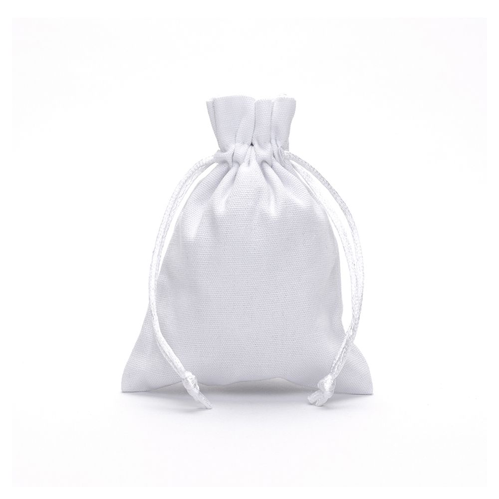 Medium White Cotton Bag With Silk Drawstring