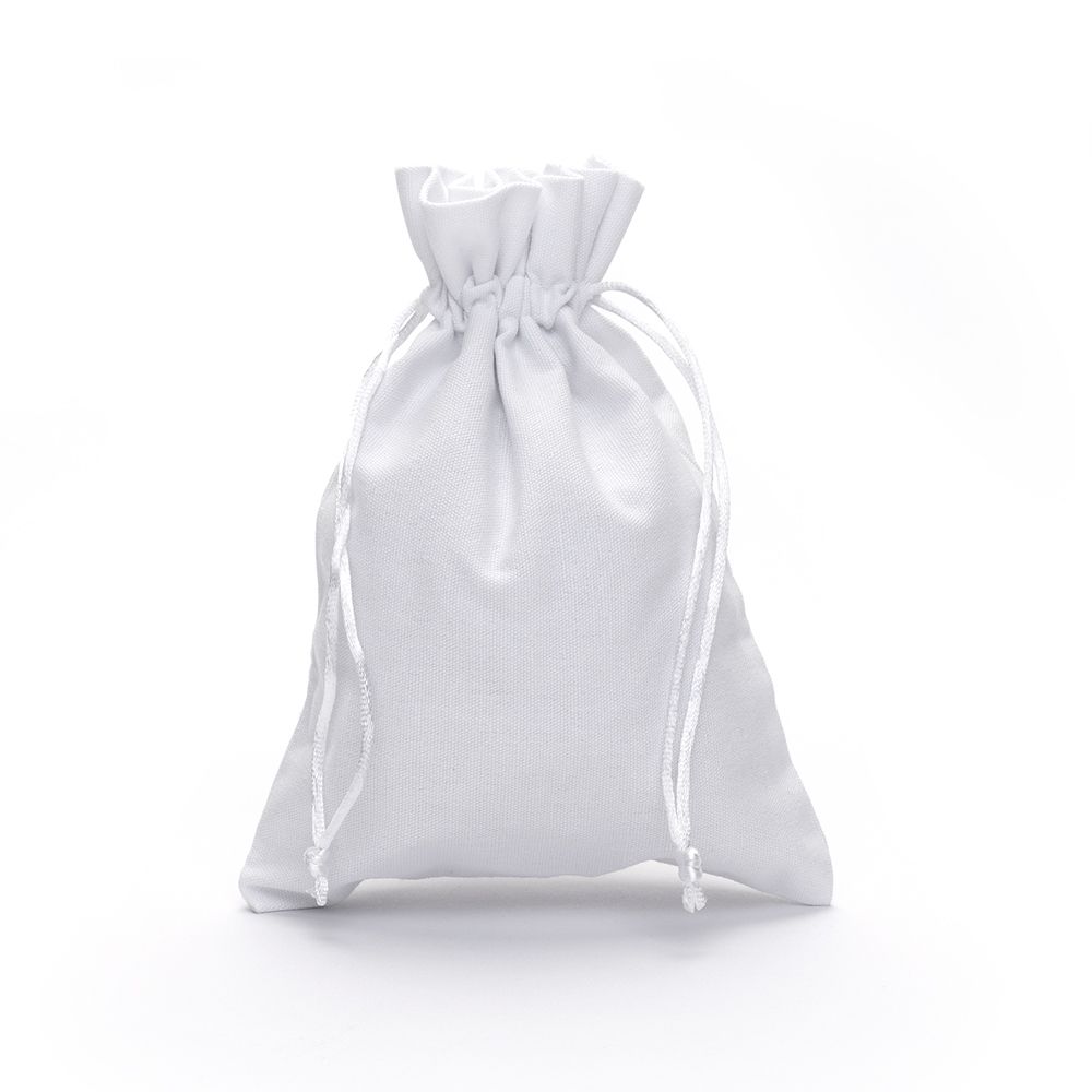 Large White Cotton Bag With Silk Drawstring