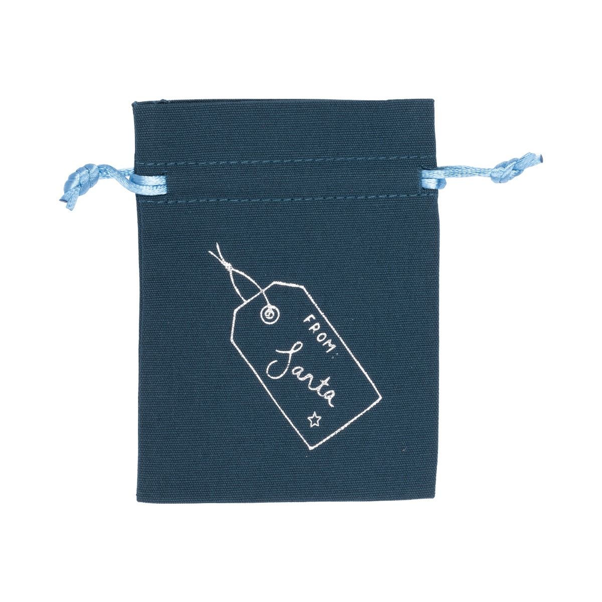 Medium Silver Tag Dark Teal Cotton Bag | 95 x 90 mm