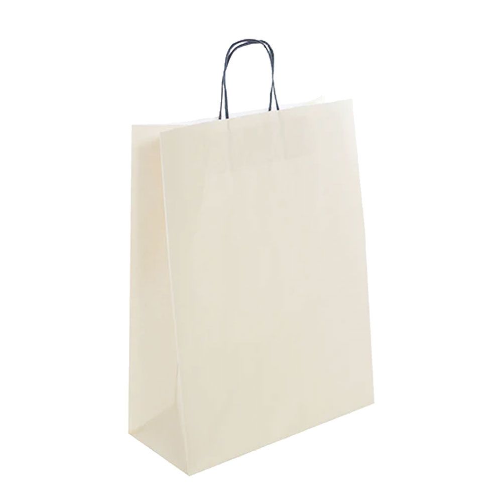 Pack of 25 Large Cream Paper Gift Bags With Paper Twisted Handles