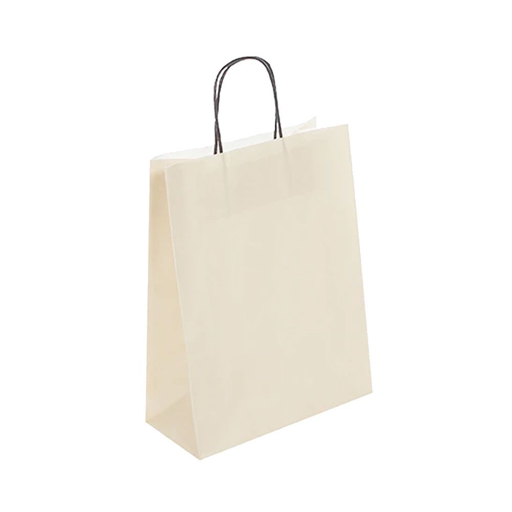 Pack of 25 Medium Cream Paper Gift Bags With Paper Twisted Handles