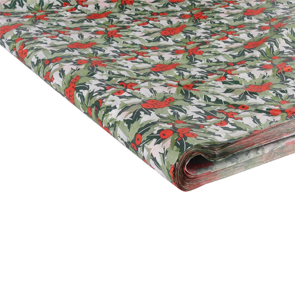 Large Recycled Holly Berry Tissue Paper - 10 sheets