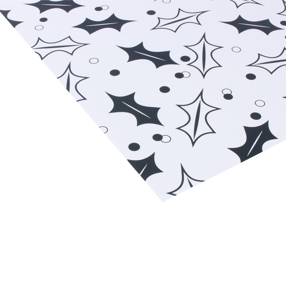 Luxury Wrapping Paper - Black And White Holly