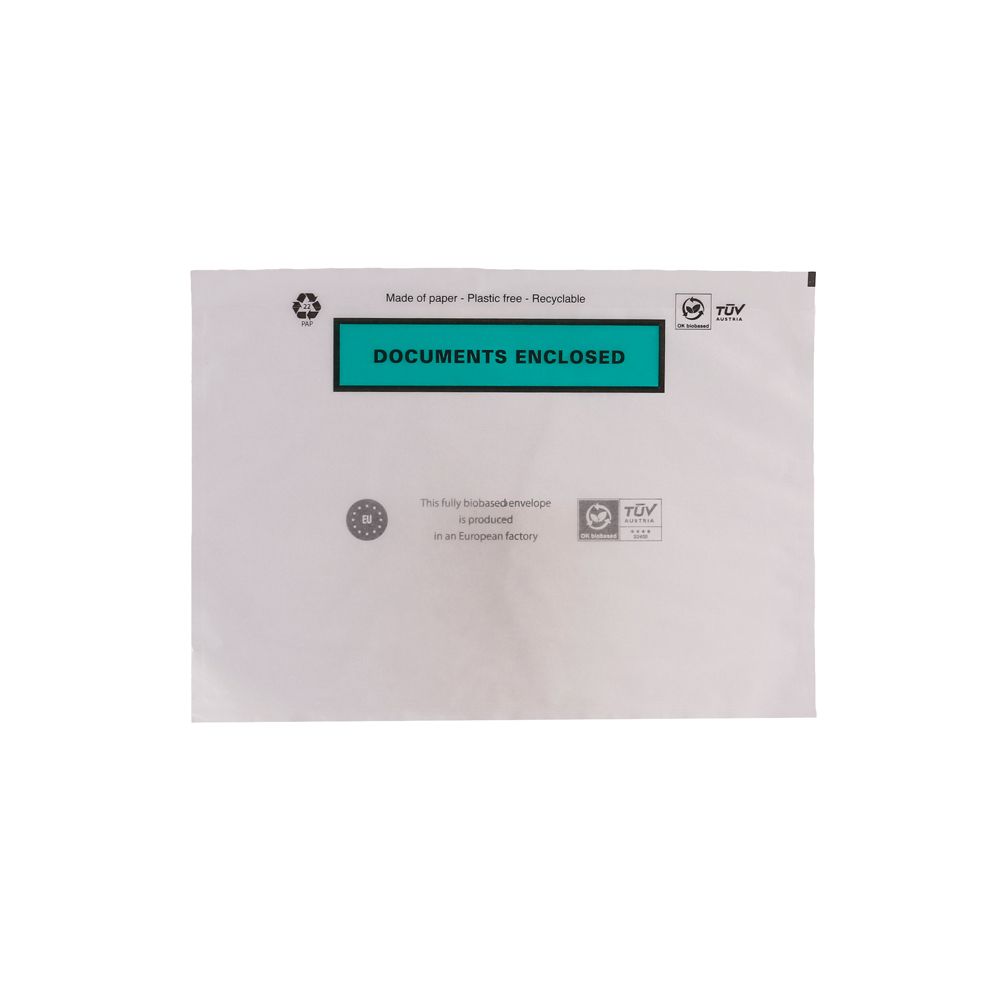 Plastic Free Document Enclosed Transparent Paper Wallets C5/A5 - Pack of 10