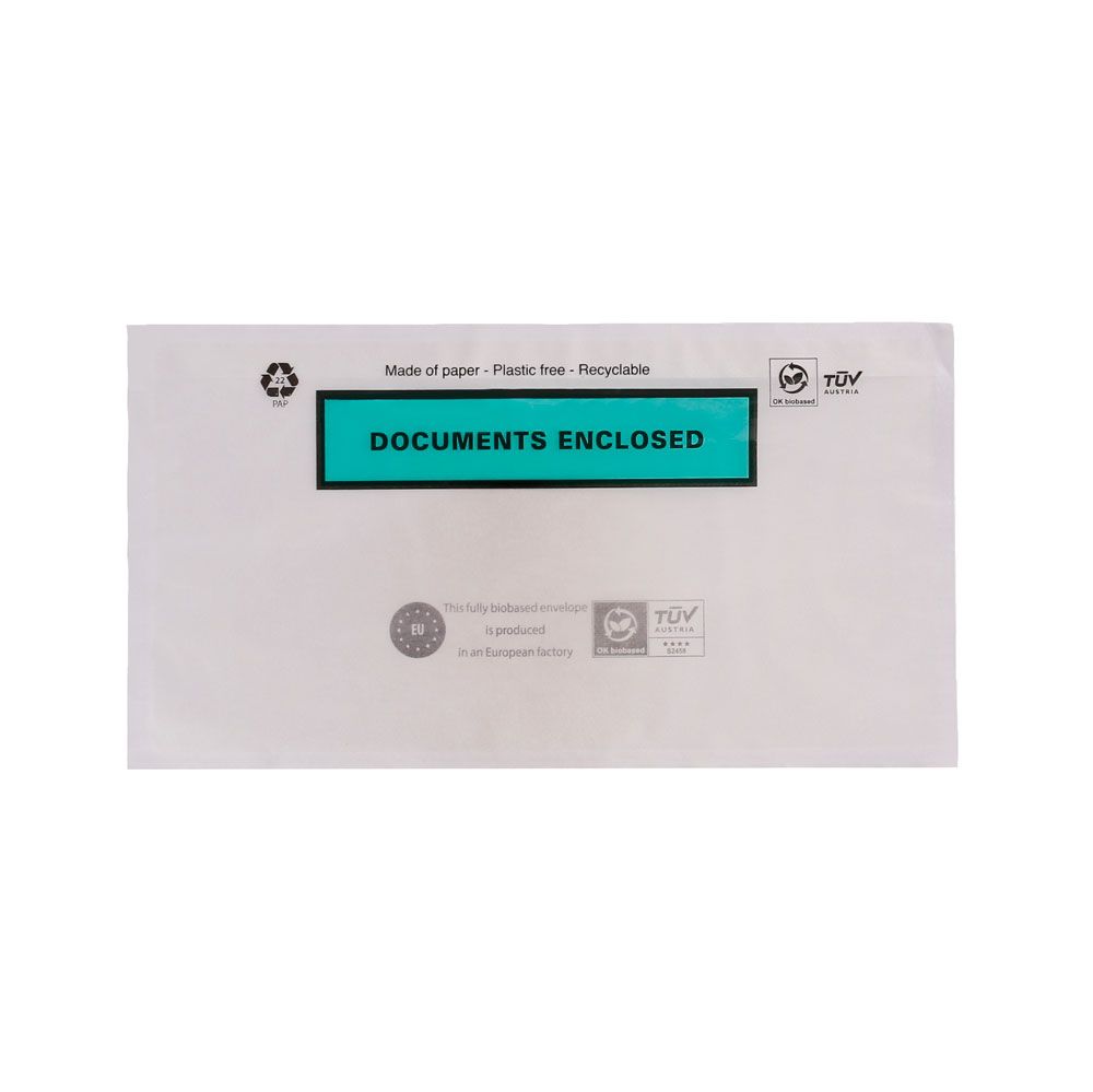 Plastic Free Document Enclosed Transparent Paper Wallets DL - Pack of 10