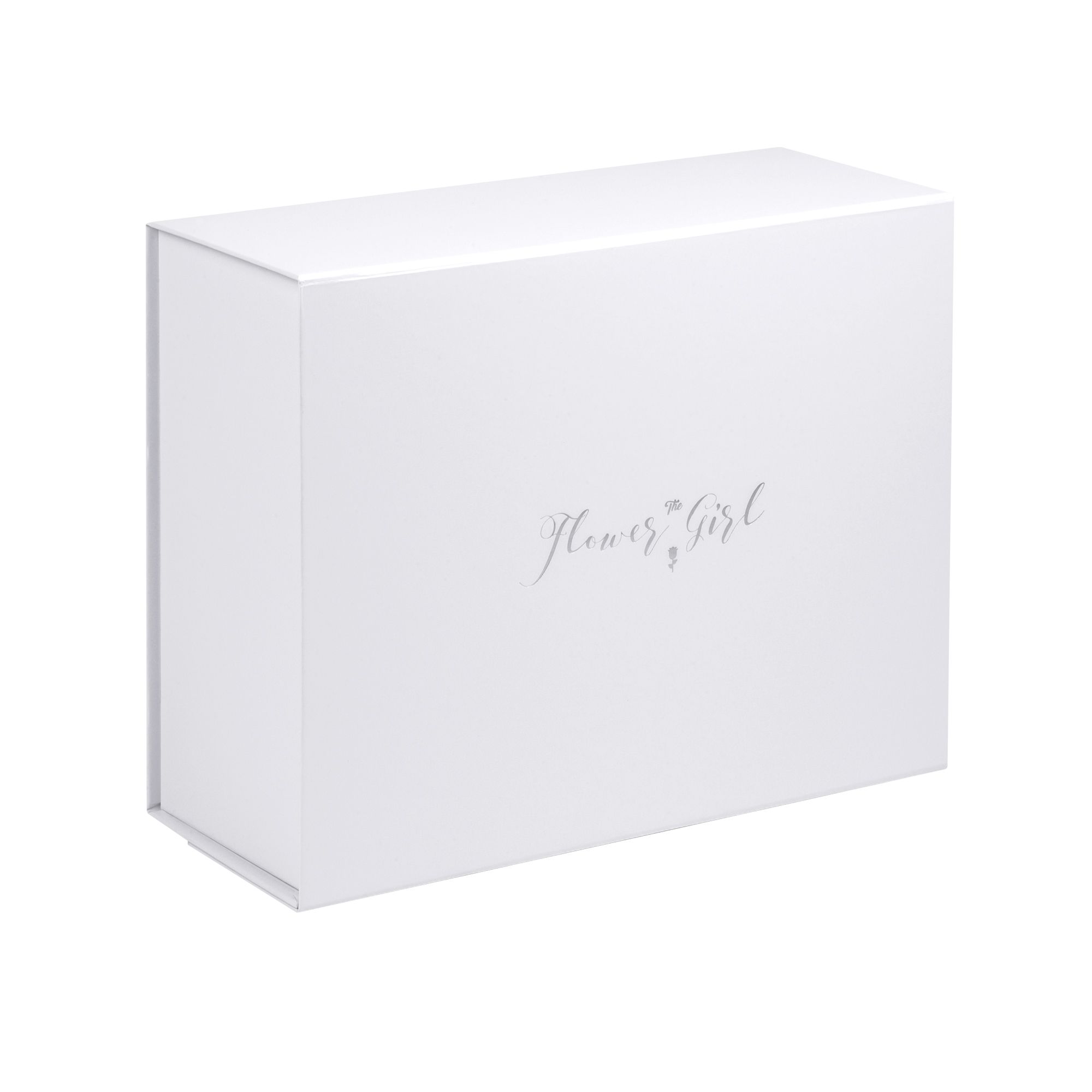Deep White Flower Girl Box in Matt Silver Foil | Bridal Party Collection