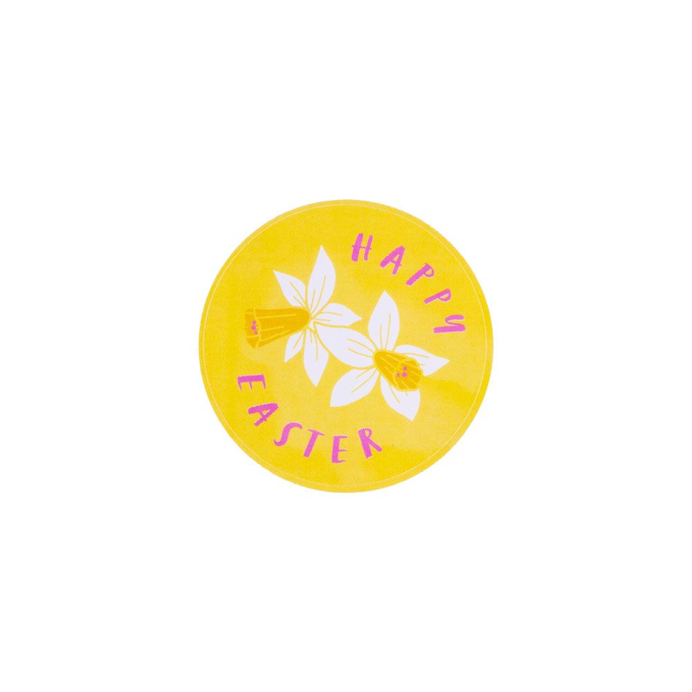 &#039;Happy Easter&#039; Daffodils Yellow Stickers 44mm - Pack of 10