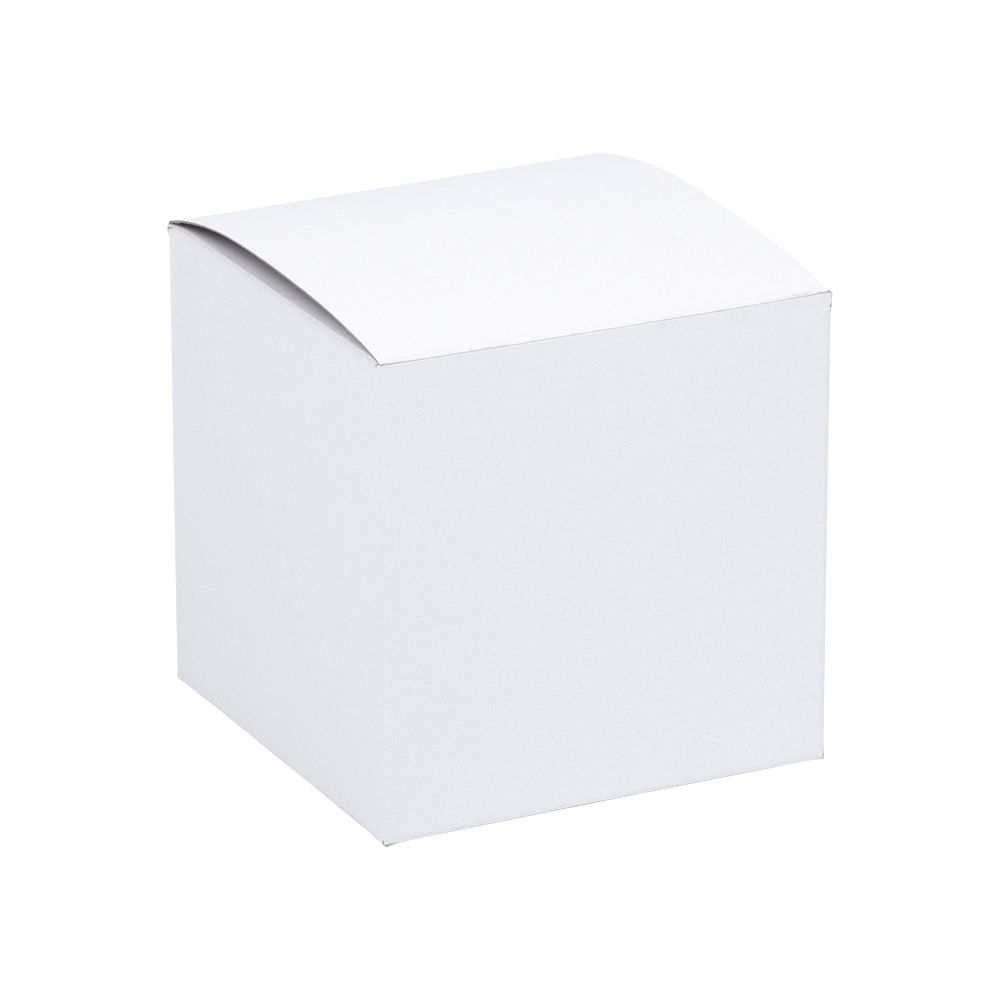 White Gloss One-Piece Cube Gift Box with Kraft Interior 100mm