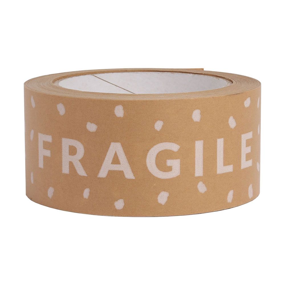 Kraft Paper Tape with White Fragile Text 50 metres x 50mm