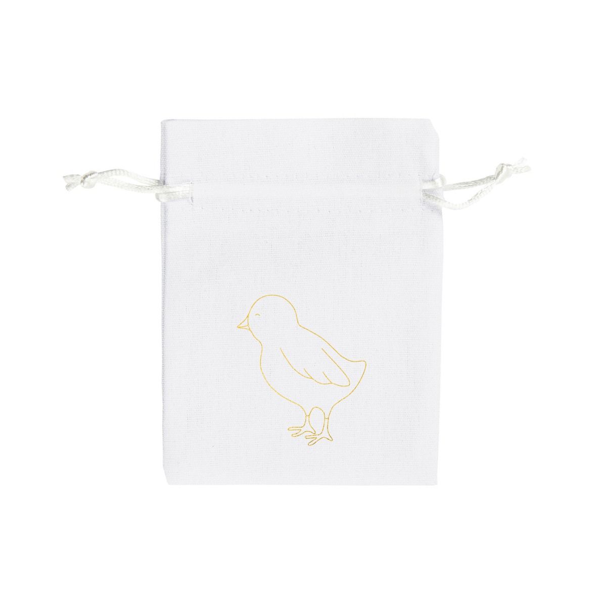 Medium Gold Chick Easter Printed White Cotton Bag | 95 x 90mm