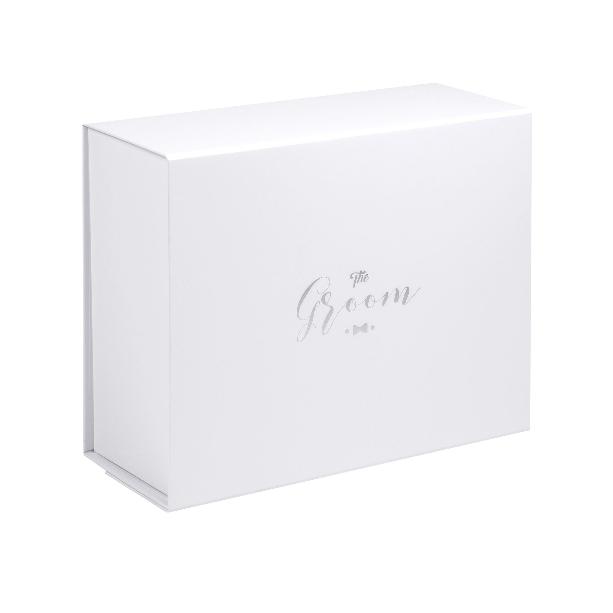 Deep White Groom Box in Matt Silver Foil | Bridal Party Collection