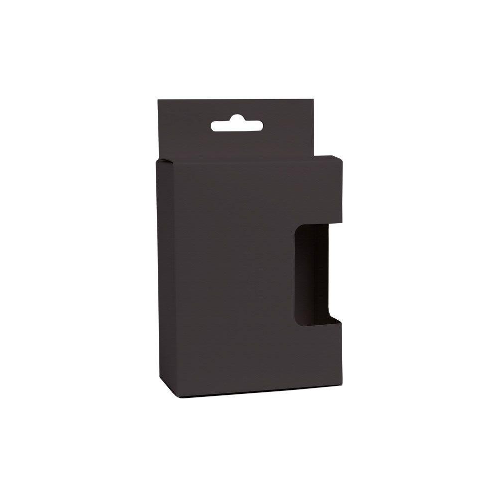 Black Flat-Packed Retail Display Box with Hanger and Window
