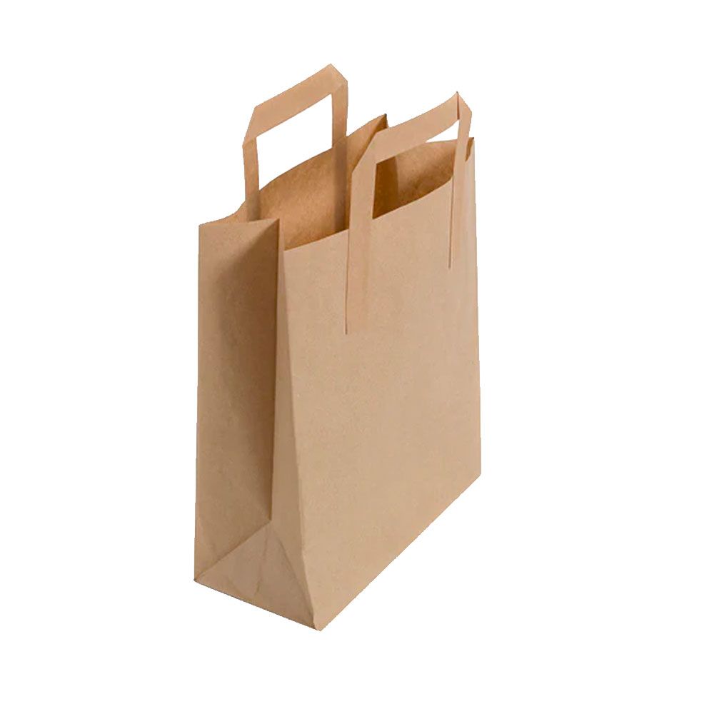 Pack of 250 Medium Kraft Brown Takeaway Bags with External Handles