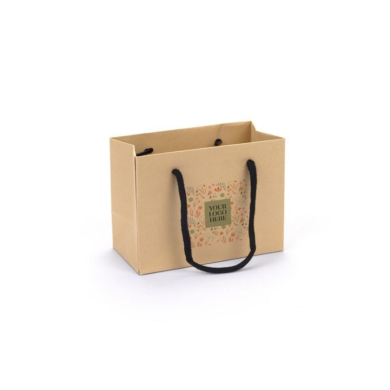 Digital Printed Small Landscape Kraft Brown Paper Gift Bag With Rope Handles
