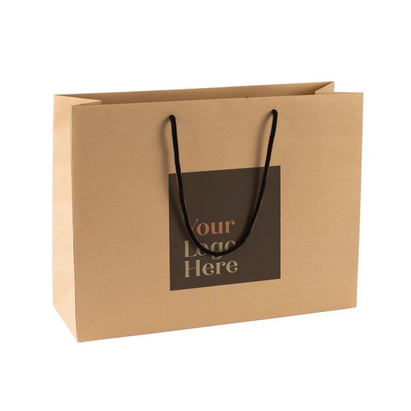 Digital Printed Extra Large Landscape Kraft Brown Paper Gift Bag With Rope Handles