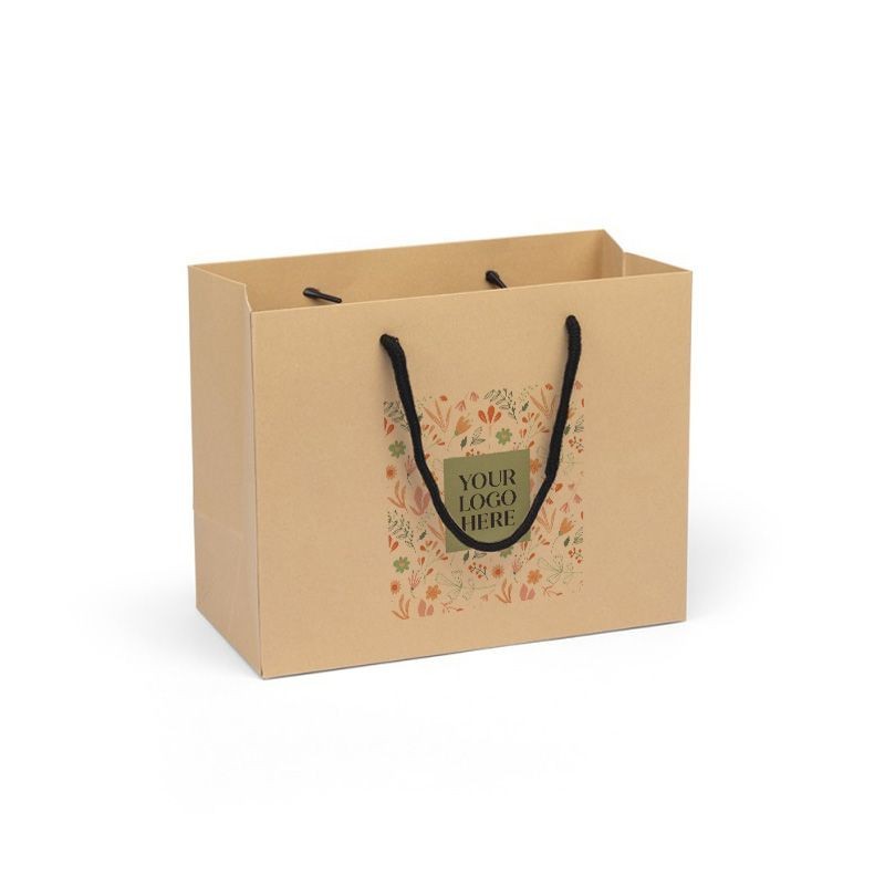 Digital Printed Medium Landscape Kraft Brown Paper Gift Bag With Rope Handles