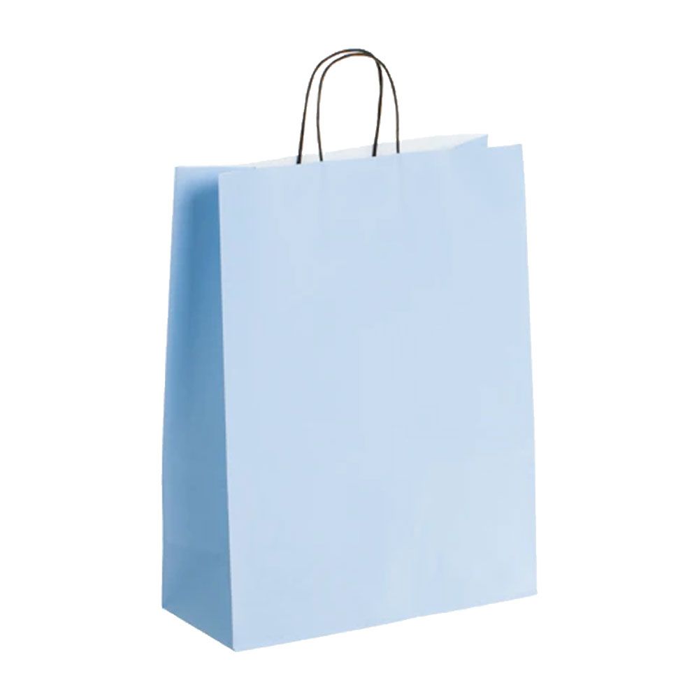  Pack of 25 Large Light Blue Paper Gift Bags with Paper Twisted Handles
