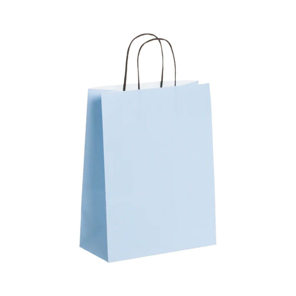 Pack of 25 Medium Light Blue Paper Gift Bags With Paper Twisted Handles