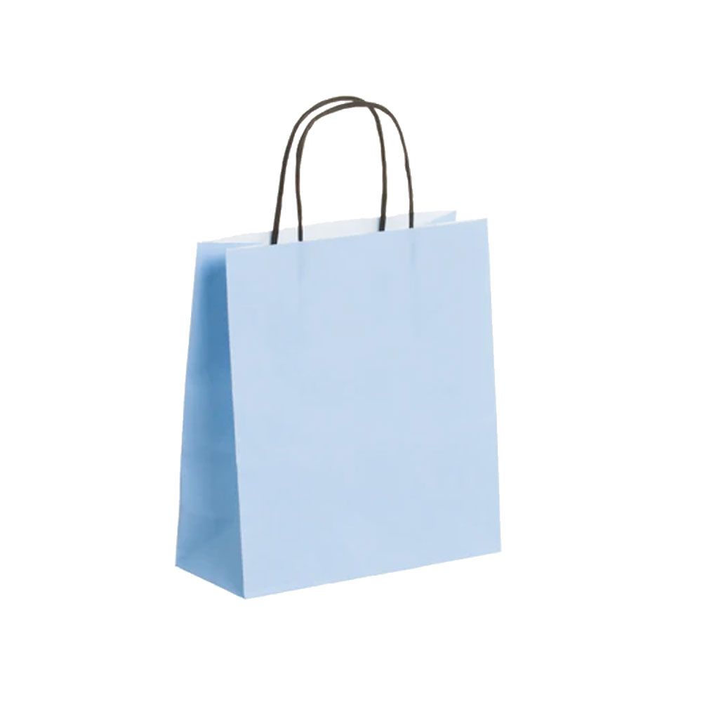 Pack of 25 Small Light Blue Paper Gift Bags With Paper Twisted Handles