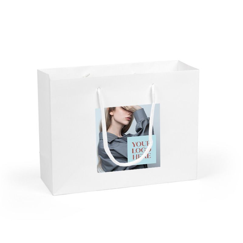 Digital Printed Large Landscape White Paper Gift Bag With Rope Handles
