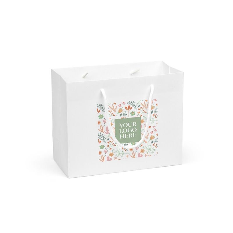 Digital Printed Medium Landscape White Paper Gift Bag With Rope Handles