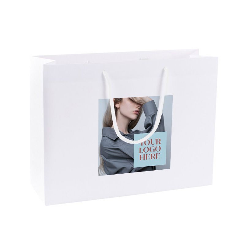 Digital Printed Extra Large Landscape White Paper Gift Bag With Rope Handles
