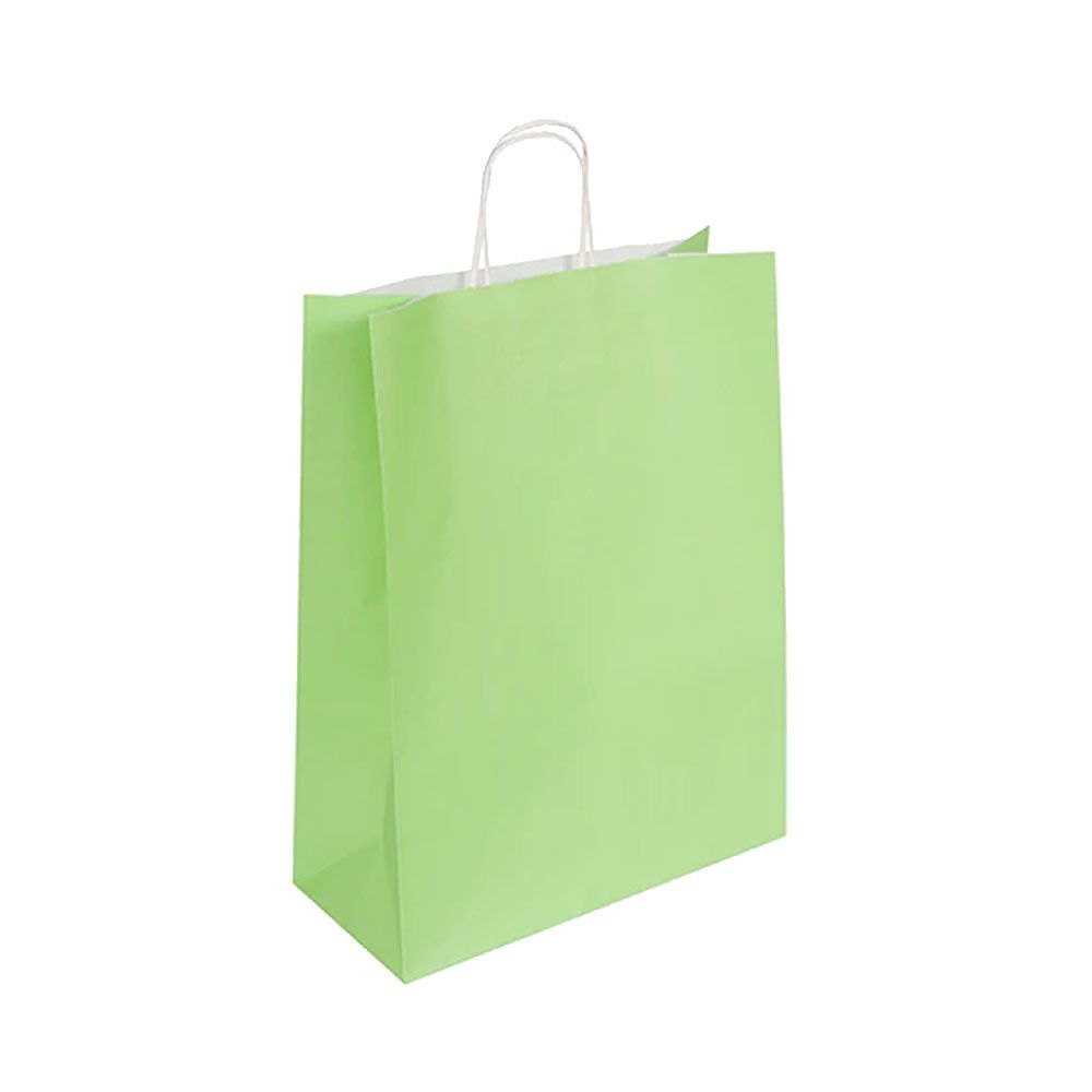  Pack of 25 Large Lime Green Paper Gift Bags With Paper Twisted Handles